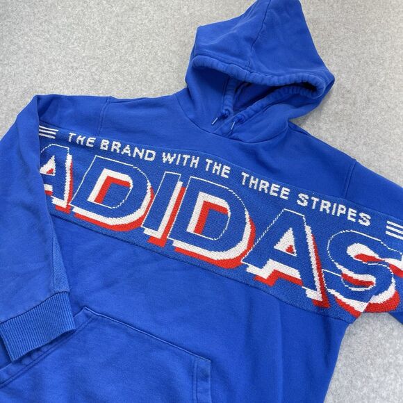 Adidas Originals Real Scarf Hoodie Blue Adult Medium M Pullover Knit ED7008 READ - Picture 1 of 12